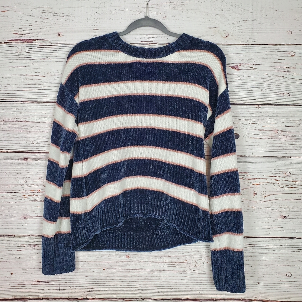 Striped fuzzy oversized sweater